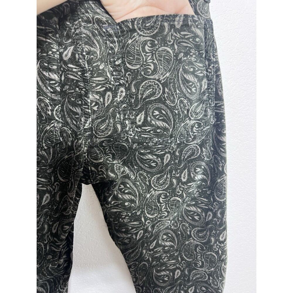 Anthropologie AG 26R High Rise Boho Black Velvet Paisley Pants Skinny - Picture 9 of 12